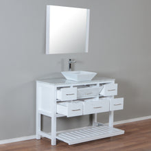 Santa Monica 48 in. W x 18 in. D x 41 in. H Bath Vanity in White with Marble Vanity Top with White Basin and Mirror