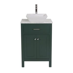 Laguna 24 in. W x 18 in. D x 41 in. H Bath Vanity in Dark Green with Marble Vanity Top with White Basin