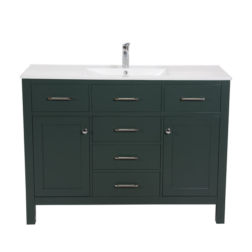 Laguna 48 in. W x 18 in. D x 36 in. H Single Bath Vanity in Dark Green with Integrated Ceramic Top in White