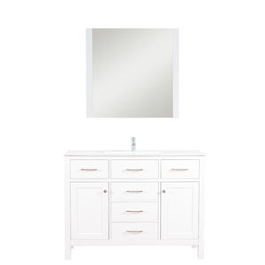 Laguna 48 in. W x 18 in. D x 36 in. H Bath Vanity in White with Integrated Ceramic Top in White and Mirror