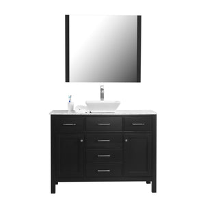 Laguna 48 in. W x 18 in. D x 41 in. H Bath Vanity in Black  with Marble Vanity Top with White Basin and Mirror