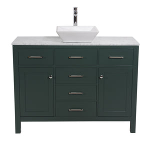 Laguna 48 in. W x 18 in. D x 41 in. H Single Bath Vanity in Dark Green with Marble Vanity Top with White Basin