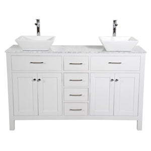 Laguna 60 in. W x 18 in. D x 41 in. H Bath Vanity in White with Marble Vanity Top with White Basins