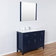 Marina Del Rey 48 in. W x 18 in. D x 36 in. H Bath Vanity in Dark Blue with Integrated Ceramic Top in White and Mirror