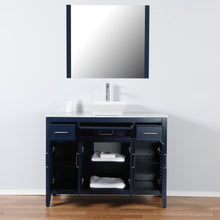 Marina Del Rey 48 in. W x 18 in. D x 41 in. H Bath Vanity in Dark Blue with Marble Vanity Top with White Basin and Mirror