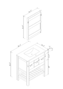 Manhattan 30 in. W x 18 in. D x 36 in. H Bath Vanity in Charcoal Gray with Integrated Ceramic Top in White and Mirror