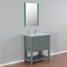 Manhattan 30 in. W x 18 in. D x 36 in. H Bath Vanity in Charcoal Gray with Integrated Ceramic Top in White and Mirror