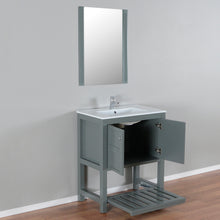 Manhattan 30 in. W x 18 in. D x 36 in. H Bath Vanity in Charcoal Gray with Integrated Ceramic Top in White and Mirror