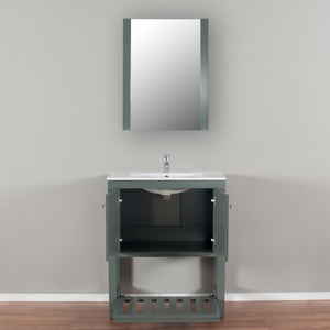 Manhattan 30 in. W x 18 in. D x 36 in. H Bath Vanity in Charcoal Gray with Integrated Ceramic Top in White and Mirror