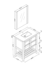 Manhattan 30 in. W x 18 in. D x 36 in. H Bath Vanity in Charcoal Gray with Integrated Ceramic Top in White and Mirror