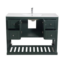 Manhattan 48 in. W x 18 in. D x 36 in. H Bath Vanity in Dark Green with Integrated Ceramic Top in White