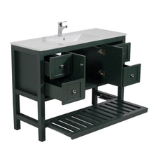 Manhattan 48 in. W x 18 in. D x 36 in. H Bath Vanity in Dark Green with Integrated Ceramic Top in White