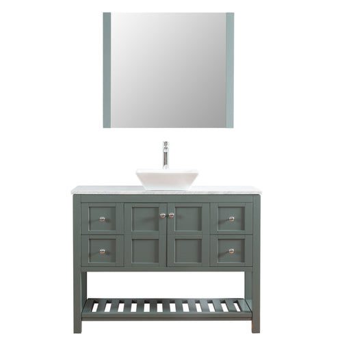 Manhattan 48 in. W x 18 in. D x 41 in. H Bath Vanity in Charcoal Gray with Marble Vanity Top with White Basin and Mirror