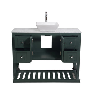 Manhattan 48 in. W x 18 in. D x 41 in. H Bath Vanity in Dark Green with Marble Vanity Top with White Basin