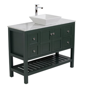 Manhattan 48 in. W x 18 in. D x 41 in. H Bath Vanity in Dark Green with Marble Vanity Top with White Basin