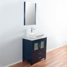 Newport 30 in. W x 18 in. D x 38 in. H Bath Vanity in Navy with Marble Vanity Top with White Basin and Mirror