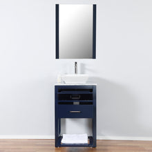 Santa Monica 24 in. W x 18 in. D x 41 in. H Bath Vanity in Navy with Marble Vanity Top with White Basin and Mirror