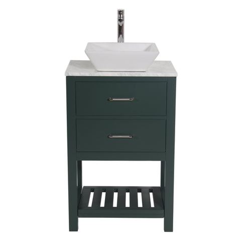 Santa Monica 24 in. W x 18 in. D x 41 in. H Bath Vanity in Dark Green with Marble Vanity Top with White Basin