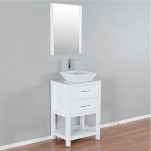 Santa Monica 24 in. W x 18 in. D x 41 in. H Bath Vanity in White with Marble Vanity Top with White Ceramic Basin and Mirror