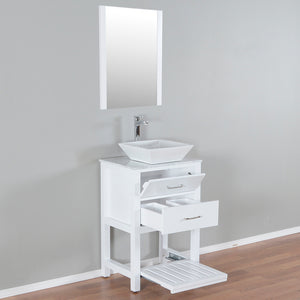 Santa Monica 24 in. W x 18 in. D x 41 in. H Bath Vanity in White with Marble Vanity Top with White Ceramic Basin and Mirror