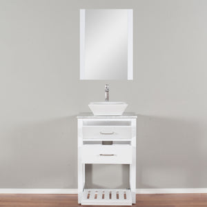 Santa Monica 24 in. W x 18 in. D x 41 in. H Bath Vanity in White with Marble Vanity Top with White Ceramic Basin and Mirror