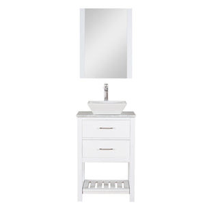 Santa Monica 24 in. W x 18 in. D x 41 in. H Bath Vanity in White with Marble Vanity Top with White Ceramic Basin and Mirror