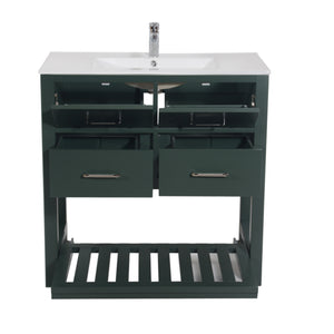 Santa Monica 36 in. W x 18 in. D x 36 in. H Bath Vanity in Dark Green with Integrated Ceramic Top in White