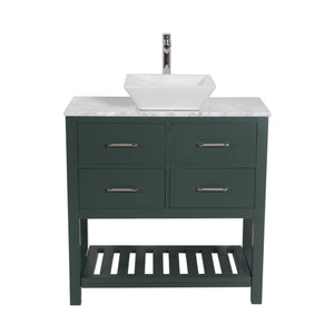 Santa Monica 36 in. W x 18 in. D x 41 in. H Bath Vanity in Dark Green with Marble Vanity Top with White Basin