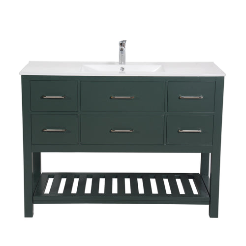 Santa Monica 48 in. W x 18 in. D x 36 in. H Single Bath Vanity in Dark Green with Integrated Ceramic Top in White