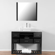 Santa Monica 48 in. W x 18 in. D x 41 in. H Bath Vanity in Black with Marble Vanity Top with White Basin and Mirror