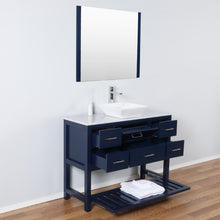 Santa Monica 48 in. W x 18 in. D x 41 in. H Bath Vanity in Dark Blue with Marble Vanity Top with White Basin and Mirror