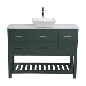 Santa Monica 48 in. W x 18 in. D x 41 in. H Single Bath Vanity in Dark Green with Marble Vanity Top with White Basin