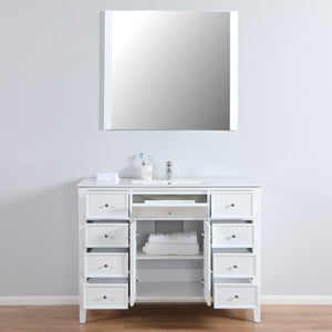 Venice 48 in. W x 18 in. D x 36 in. H Bath Vanity in White with Integrated Ceramic Top in White and Mirror