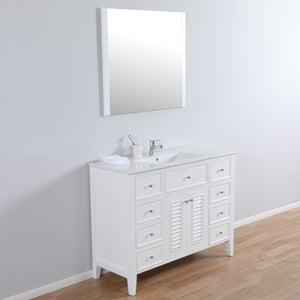 Venice 48 in. W x 18 in. D x 36 in. H Bath Vanity in White with Integrated Ceramic Top in White and Mirror